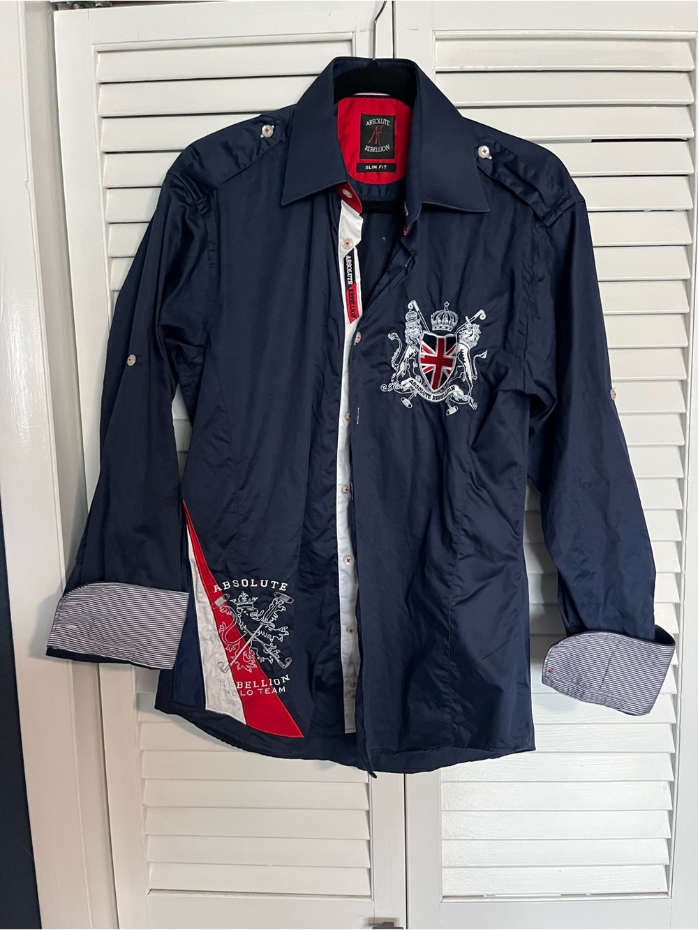 Men's Navy Crest Button-Up Shirt